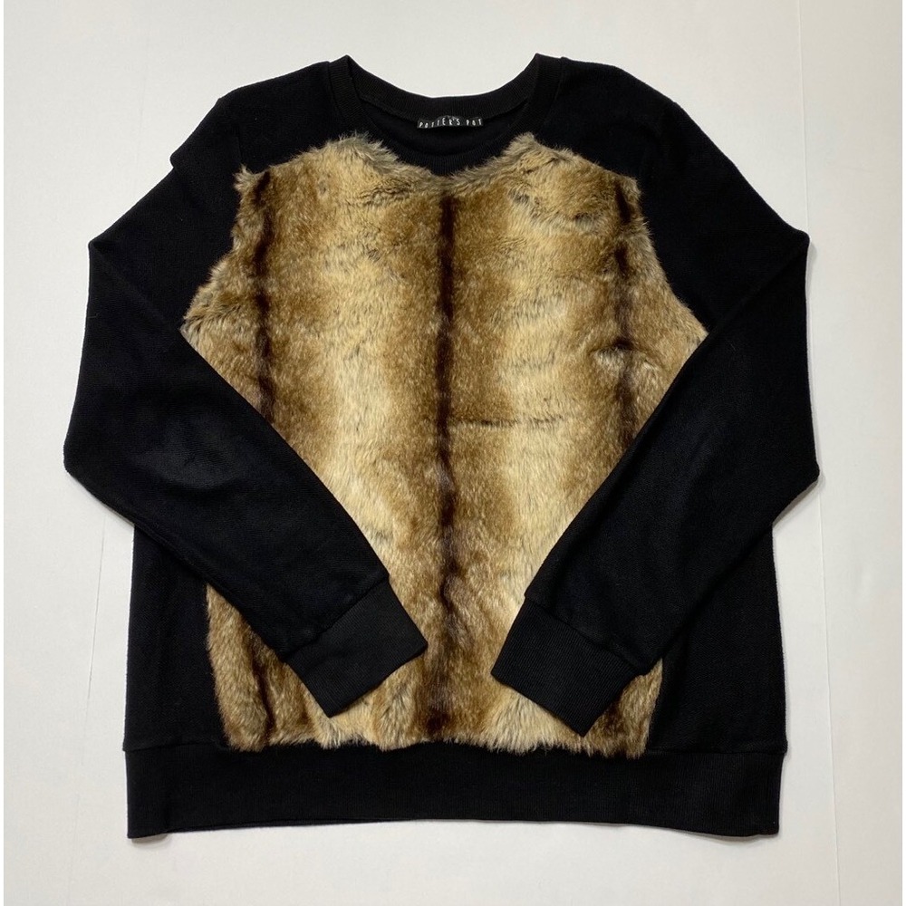Potter's Pot Womens Pullover Sweater Size L  Black  Multicolor Animal Print‎